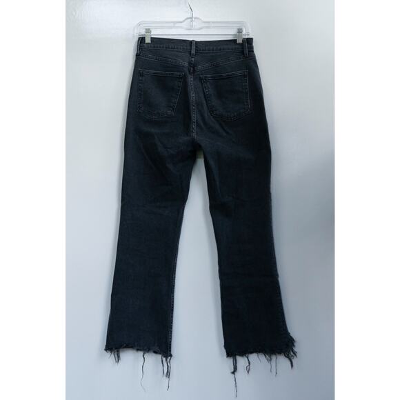 3x1 NYC Empire Frayed Crop Flare High Rise Jeans Size 28 Starling Black Denim - Picture 4 of 5